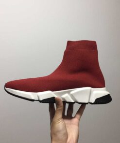 Balenciaga Speed Trainer Burgundy Sneakers red white 453546