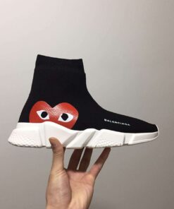 Balenciaga Speed Trainer Burgundy Sneakers Black white 455875